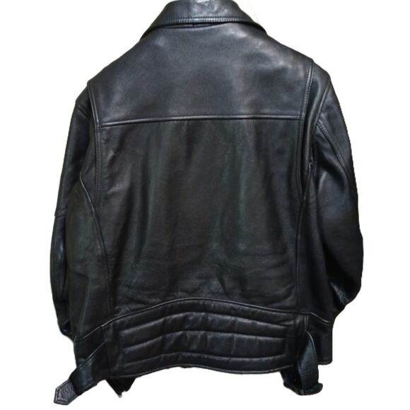 Biker Motorcycle Quality Heavy Blk Leather Belted Style Jacket Men’s L - Picture 13 of 13